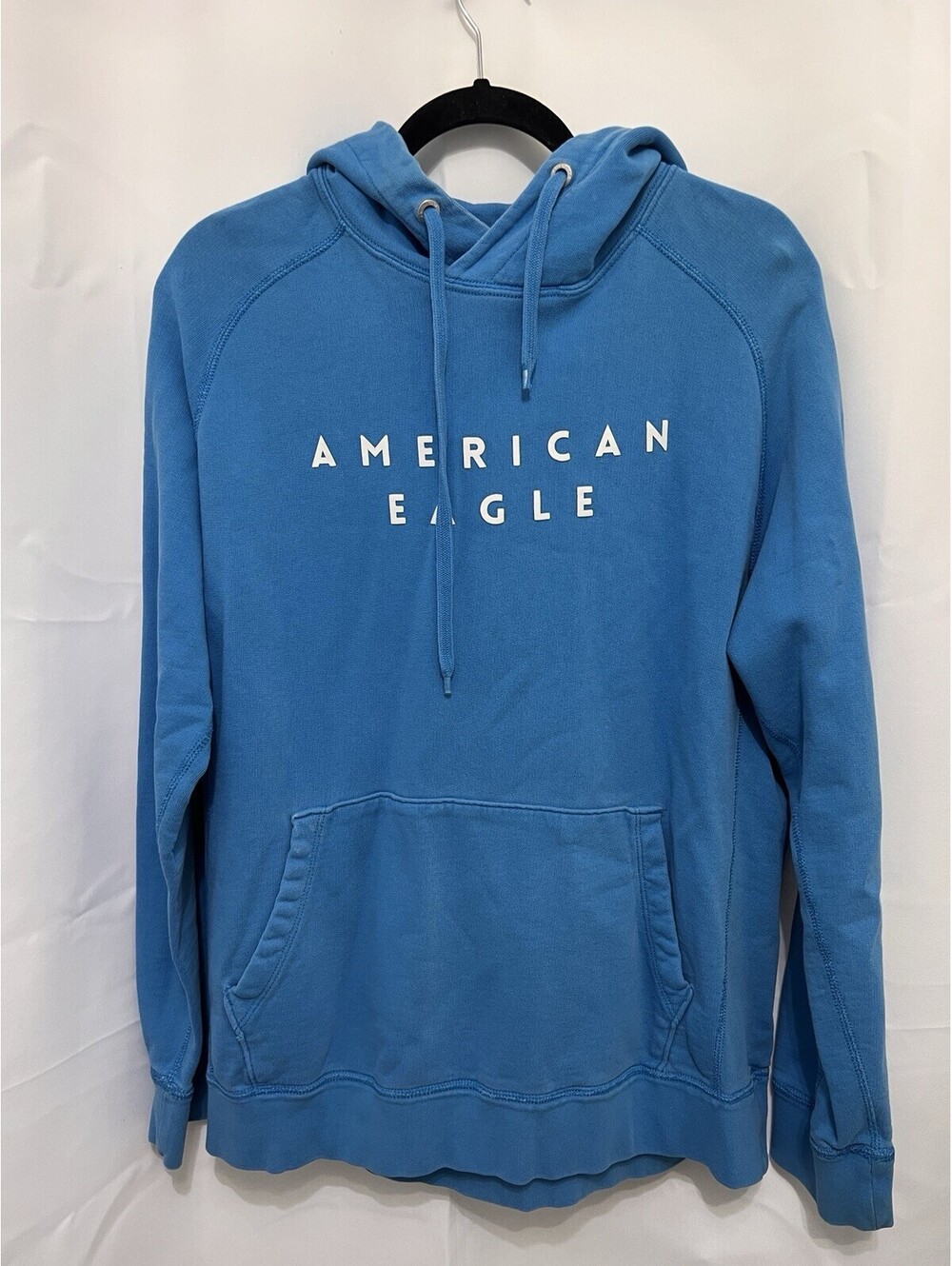 American Eagle Men's Large Blue Logo Pullover Hoodie 100% Cotton